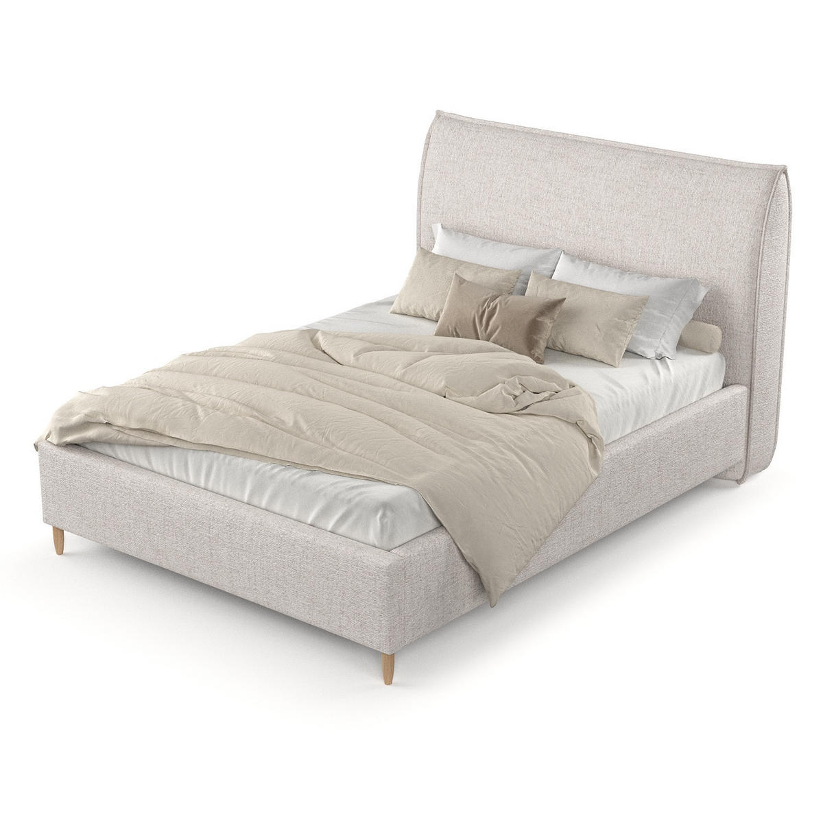 POLSTERBETT Mira 160/200 cm Hellbeige im Neve Stoff - Sandfarben/Naturfarben, Holz/Holzwerkstoff (160/200cm) - AltaBeds