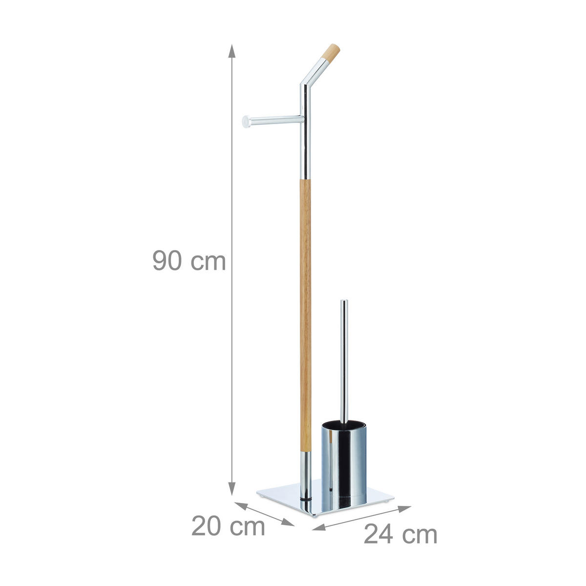 WC Garnitur - Multicolor, Holz/Metall (24/90/20cm) - Relaxdays