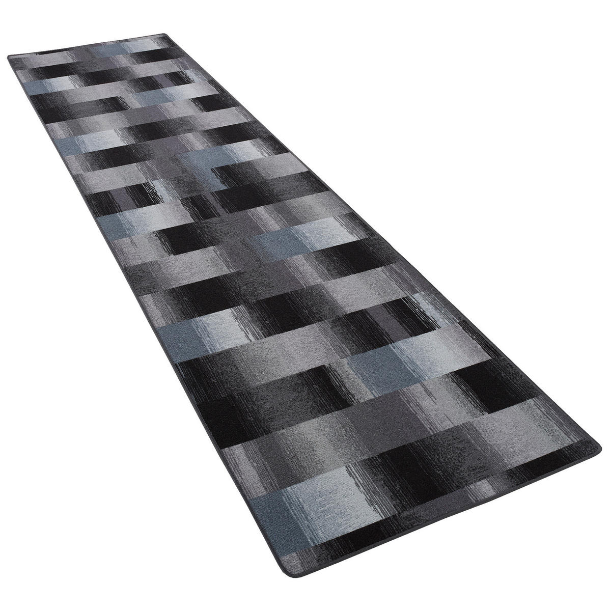 VELOURS LÄUFER TEPPICH MYSTIC KARO - Blau, Textil (100/400cm) - Snapstyle