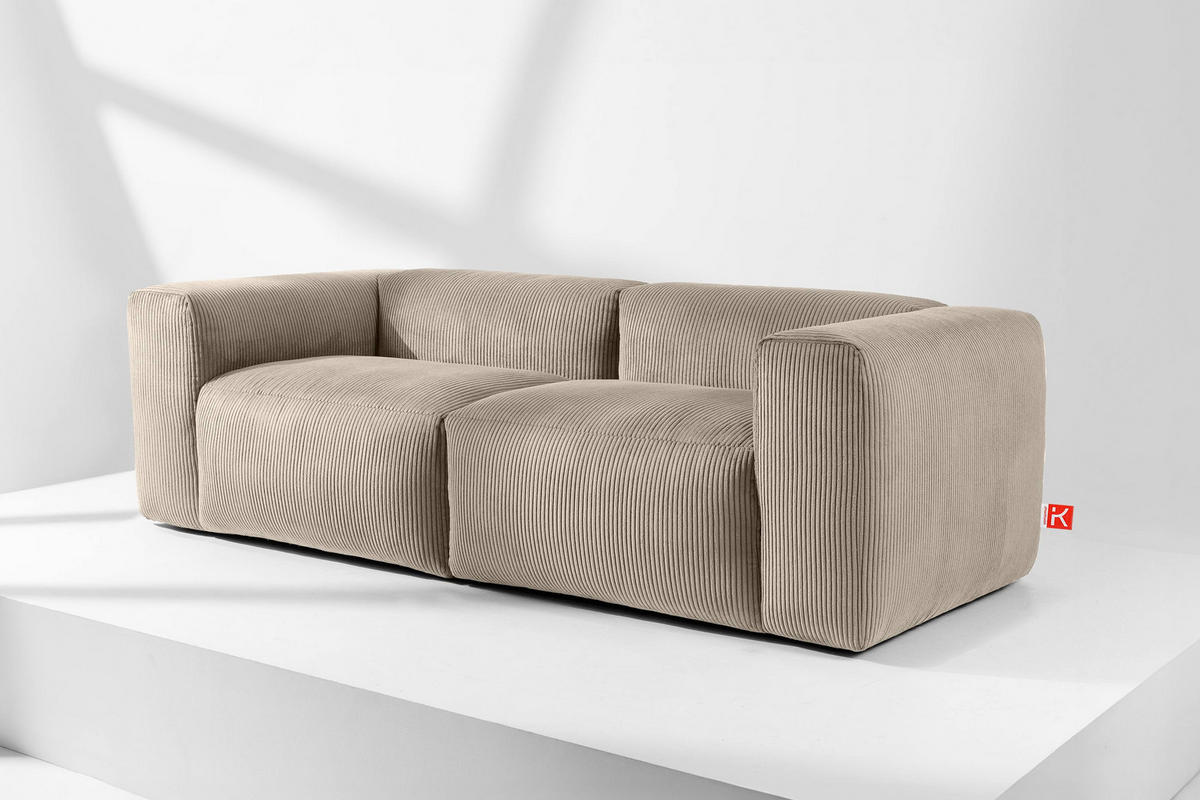 2,5-SITZER-MODULSOFA BUFFO mit extrem weicher und bequemer Sitzfläche, Kordstoff, beige - Beige, Textil (250/73/96cm) - KONSIMO®