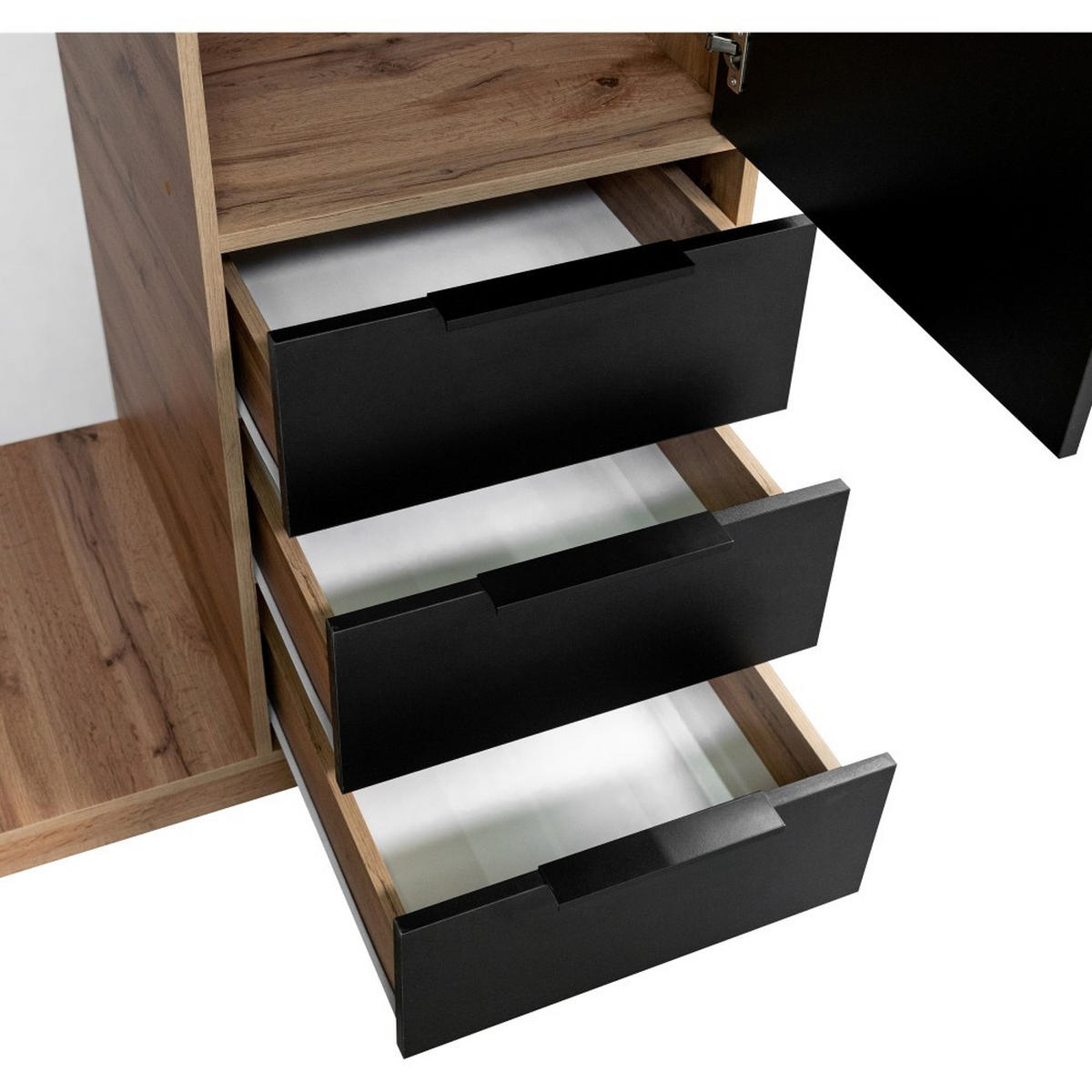 DREHTÜRENSCHRANK Bueno Lux mit 2 Türen und 3 Schubladen, eiche Wotan - Eiche Wotan, Holzwerkstoff (100/200/58cm) - Beautysofa