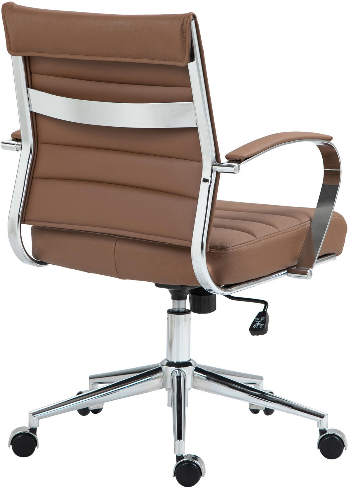 BÜROSTUHL Rynex Echtleder hellbraun - Hellbraun/Chromfarben, Leder/Metall (57/100/62cm) - TPFLiving
