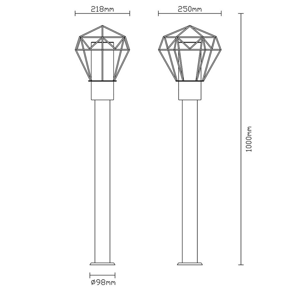 LED STEHLEUCHTE Gitter Edelstahl Schwarz - Schwarz, Metall (22.5/25.5/100cm) - Globo Lighting
