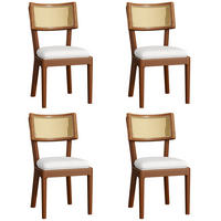 ESSZIMMERSTUHL 4er-Set mit Rattan-Rückenlehne Massivholz Walnut - Braun, Holz (58/88/50.1cm) - Meubliv