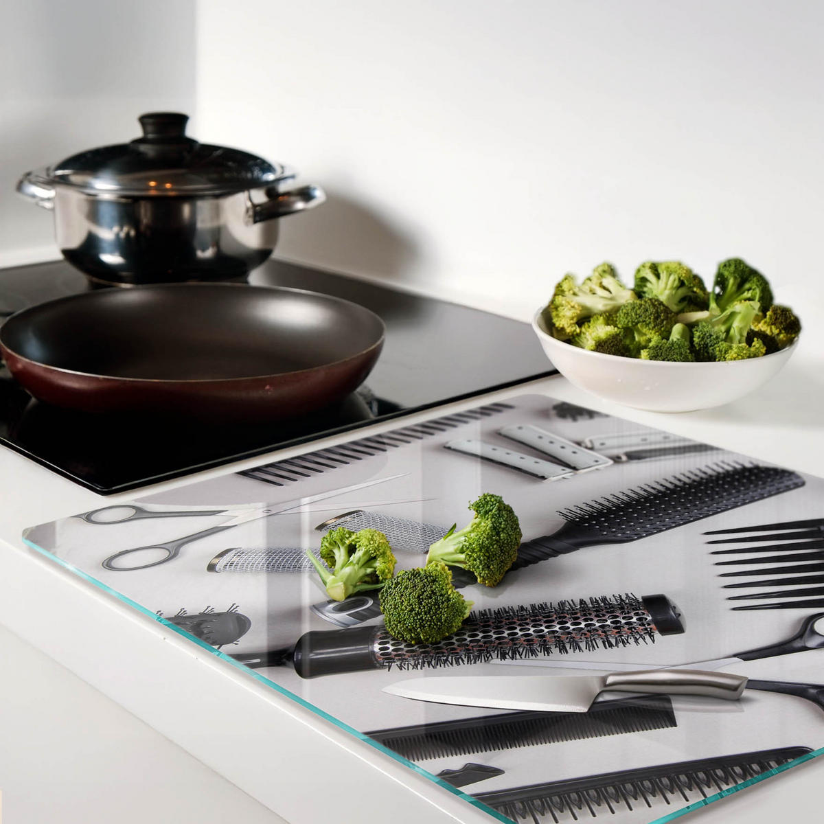 GLASPLATTE 60x52 cm Friseurwerkzeuge - Schwarz, Glas (60/0.4/52cm) - TULUP
