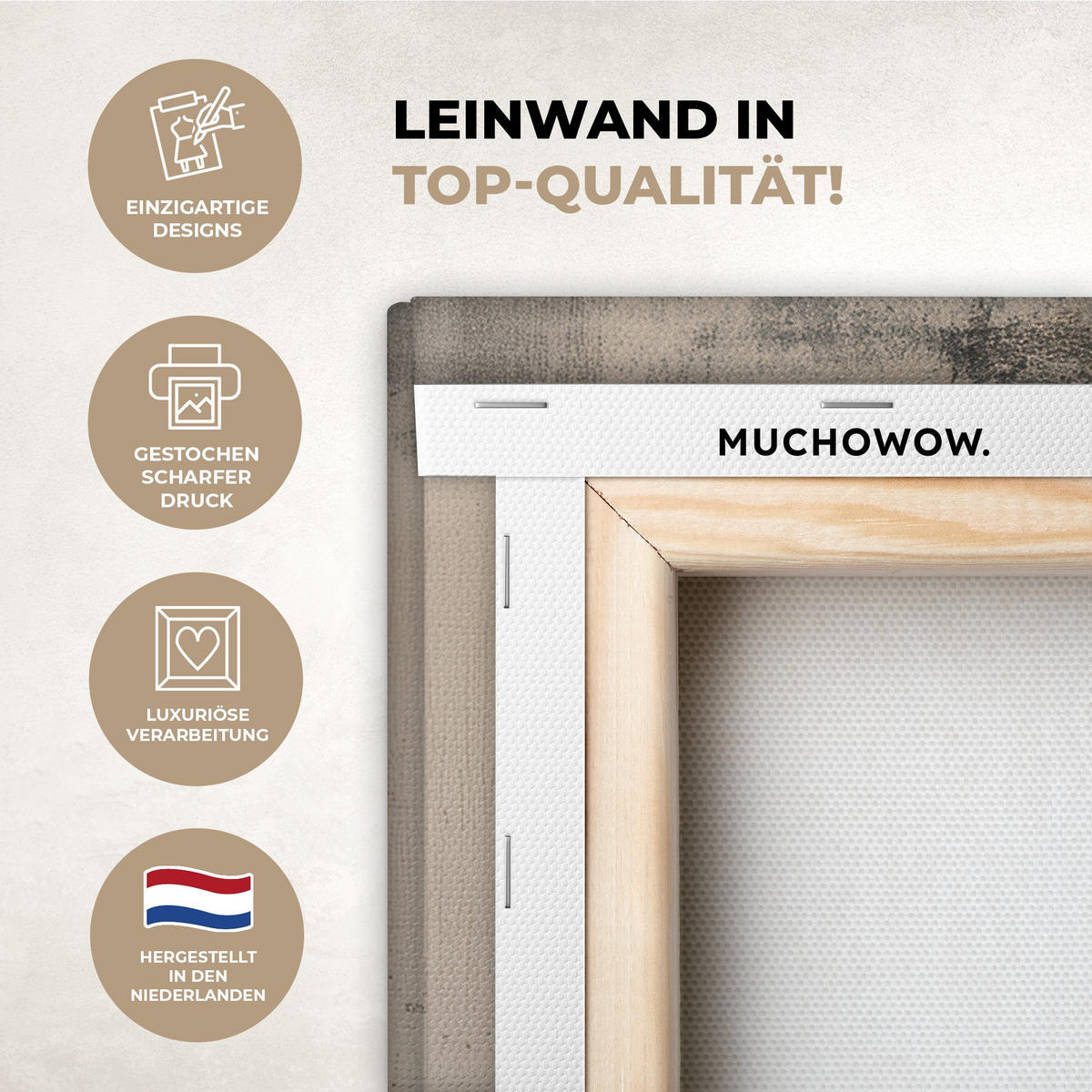 LEINWANDBILD Wabi sabi - Pflanze - Beige 50x50 cm - Taupe, Textil (50/50cm) - MuchoWow