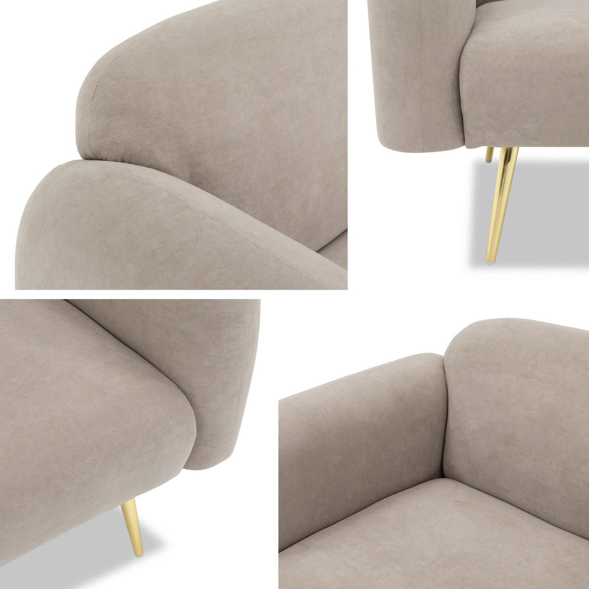 SESSEL Nami 1 - Dunkelgrau/Goldfarben, Holz/Textil (90/75/71cm) - MIRJAN24