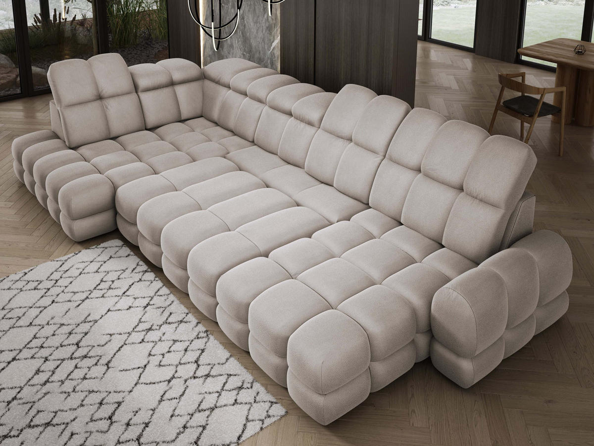 ECKSOFA TOLLO Solar-stoff U-form 400x217x105 cm cappuccino - Cappuccino, Holz/Textil (400/217cm) - DomoHome