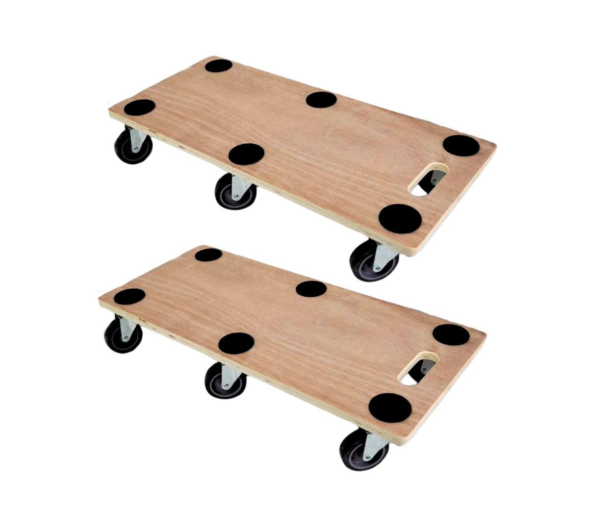 TRANSPORTROLLER 2er-Set Hercules mit 6 Rollen 11x30x68cm Traglast 300kg Sperrholzplatte Braun - Braun, Holzwerkstoff (68/30/11.5cm) - PROREGAL