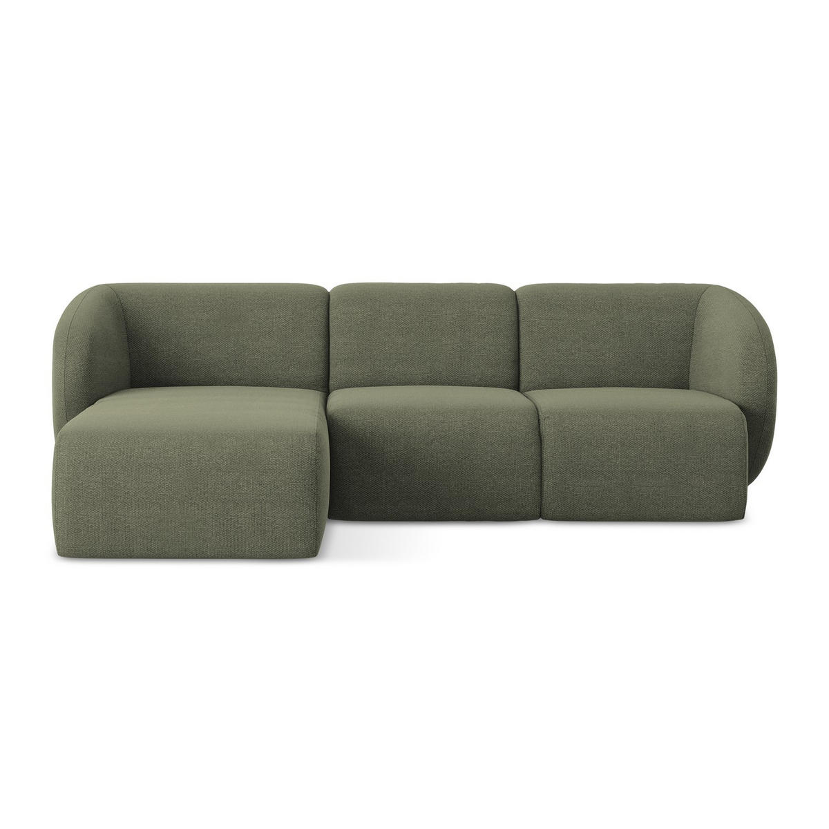 ECKSOFA Links Bouclé Stoff Grün - Schwarz/Olivgrün, Holzwerkstoff/Kunststoff (248/166cm) - LaMiaSofa