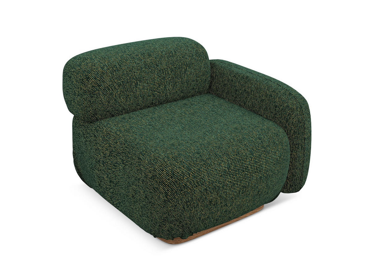 SOFAELEMENT Rechts Strukturstoff Stoff Grün - Braun/Grün, Holz/Textil (95/73/95cm) - Makamii