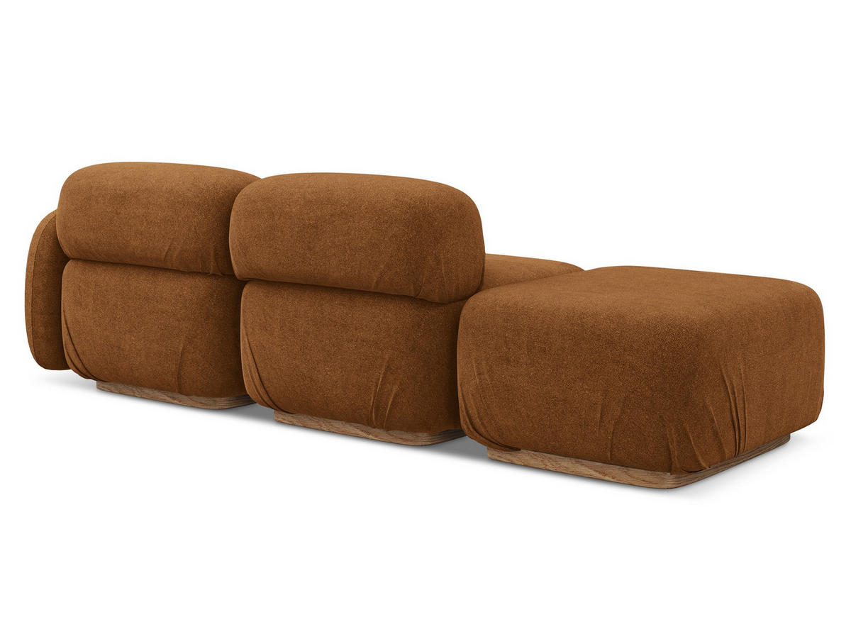 3-SITZER SOFA Bouclé Stoff Orange - Pink/Terra cotta, Holz/Textil (258/73/95cm) - Makamii