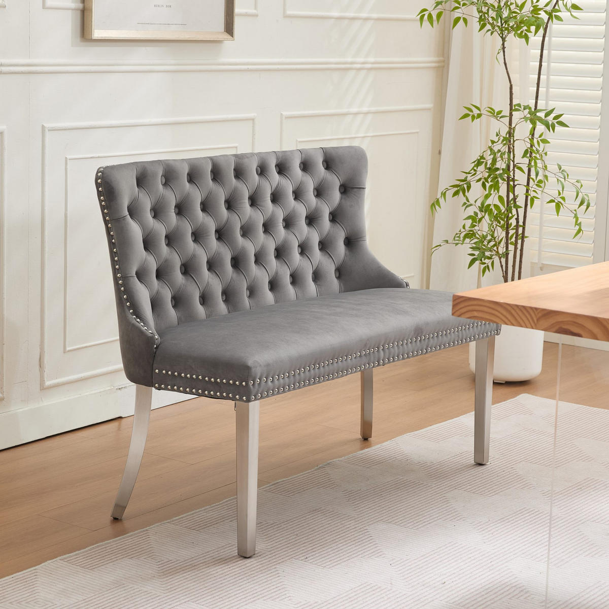 SITZBANK DE-36330 2-Sitzer mit silbernen Beinen Grau - Grau, Metall (116/89.5/58cm) - ComfortXL