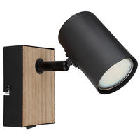 WANDLEUCHTE Metall Holzoptik Schwarz - Schwarz, Metall (7/10/7cm) - Globo Lighting