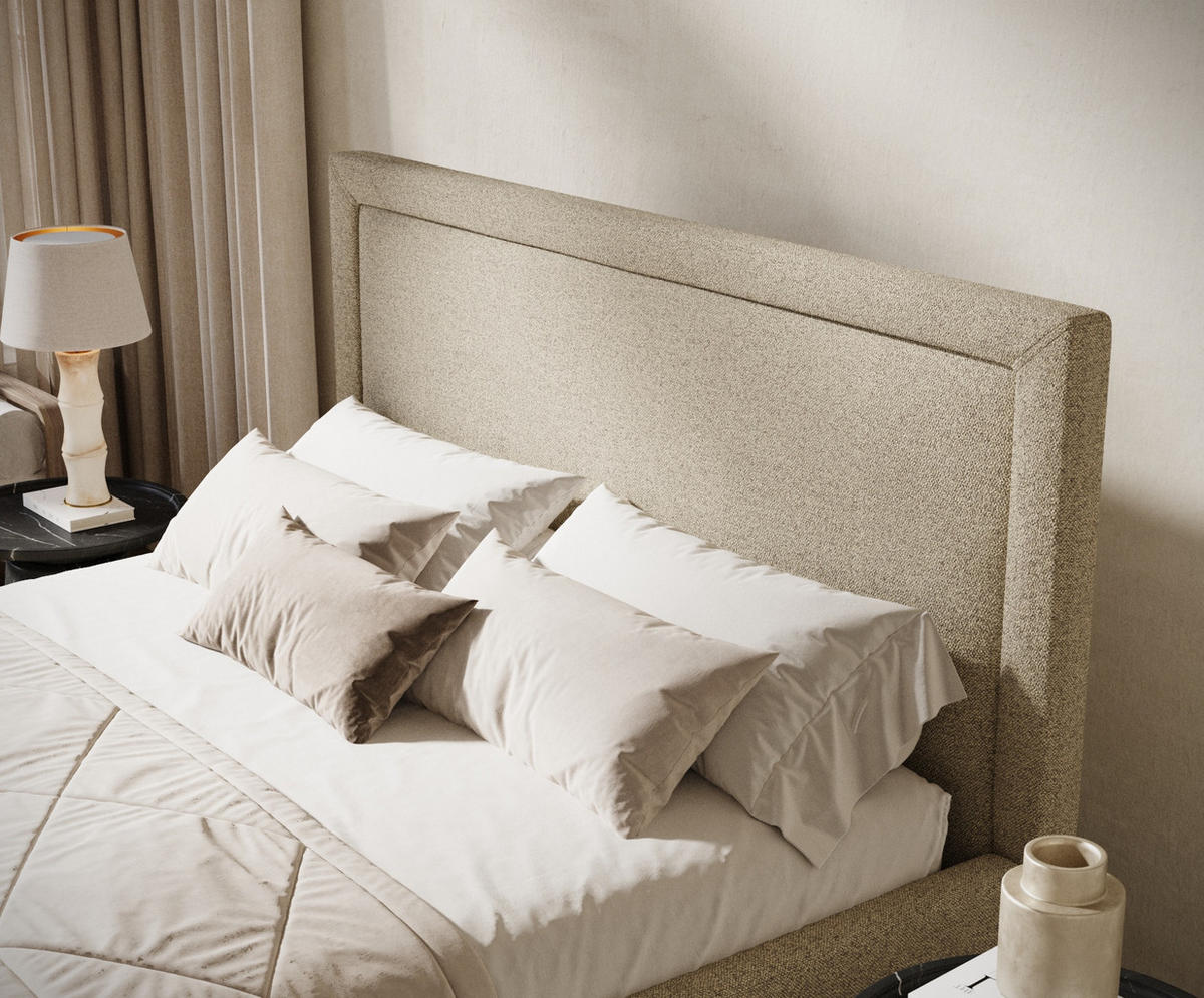POLSTERBETT Ordina Beige 120/200 cm im Webstoff - Beige/Naturfarben, Holz/Holzwerkstoff (120/200cm) - Maison de Reve