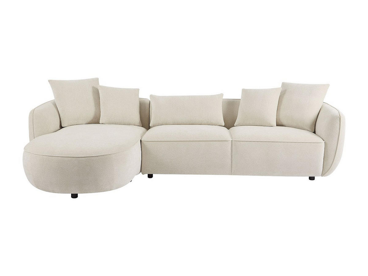 ECKSOFA - Ecke links - Chenille-Stoff - Beige - DOKALO - Beige, Textil (296/166cm) - Vente-Unique