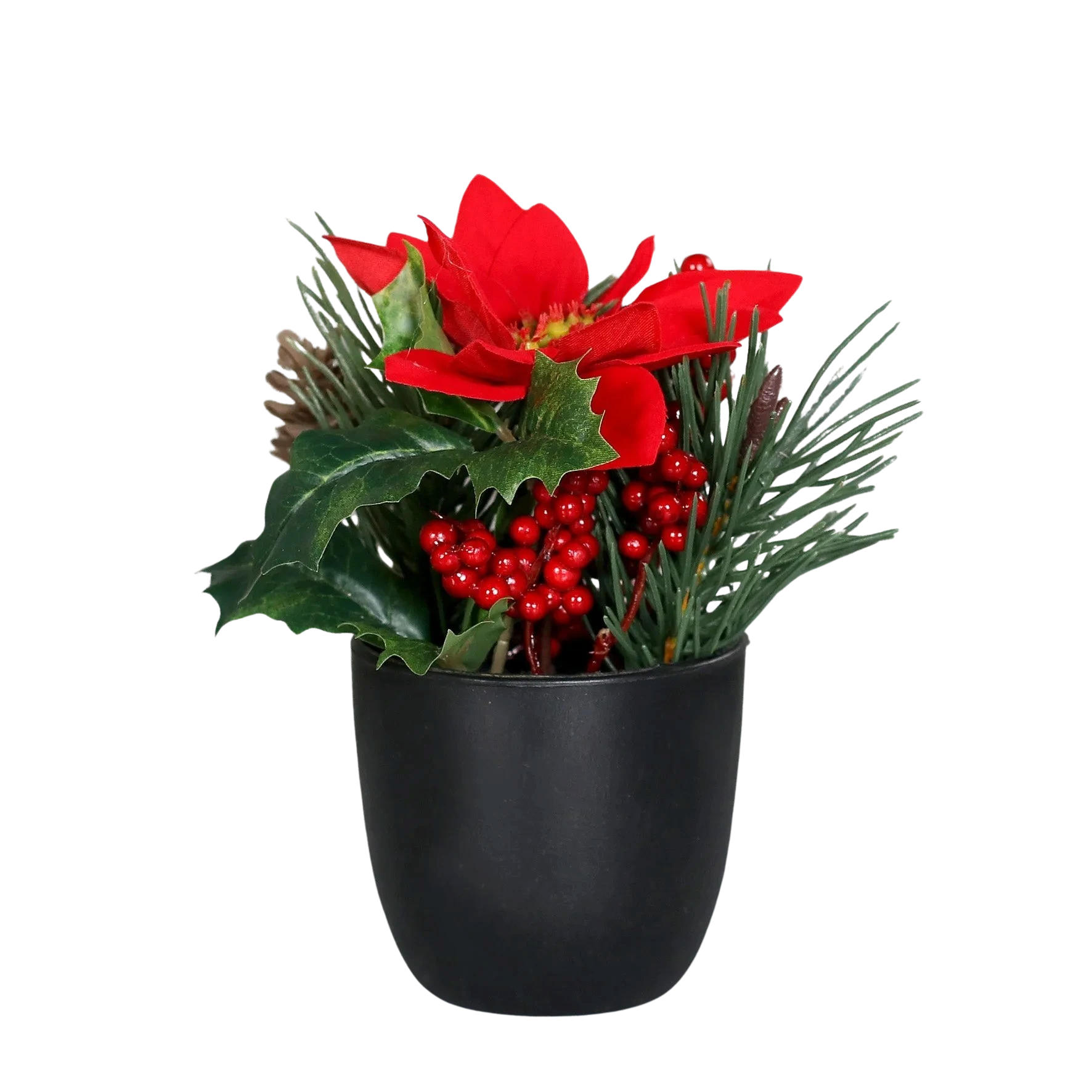 POINSETTIA Künstliches Poinsettia-Weihnachtsarrangement - Billy 20 cm - Rot, Kunststoff (20cm) - aplanta