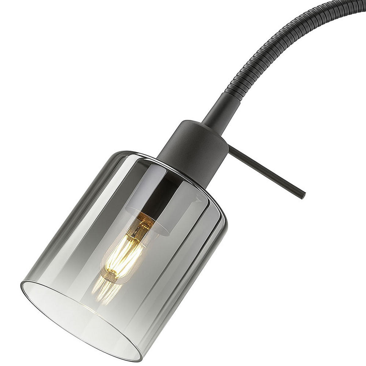 KLEMMLEUCHTE Flexo Rauchglas Schwarz - Schwarz, Glas (50/8.5/65cm)