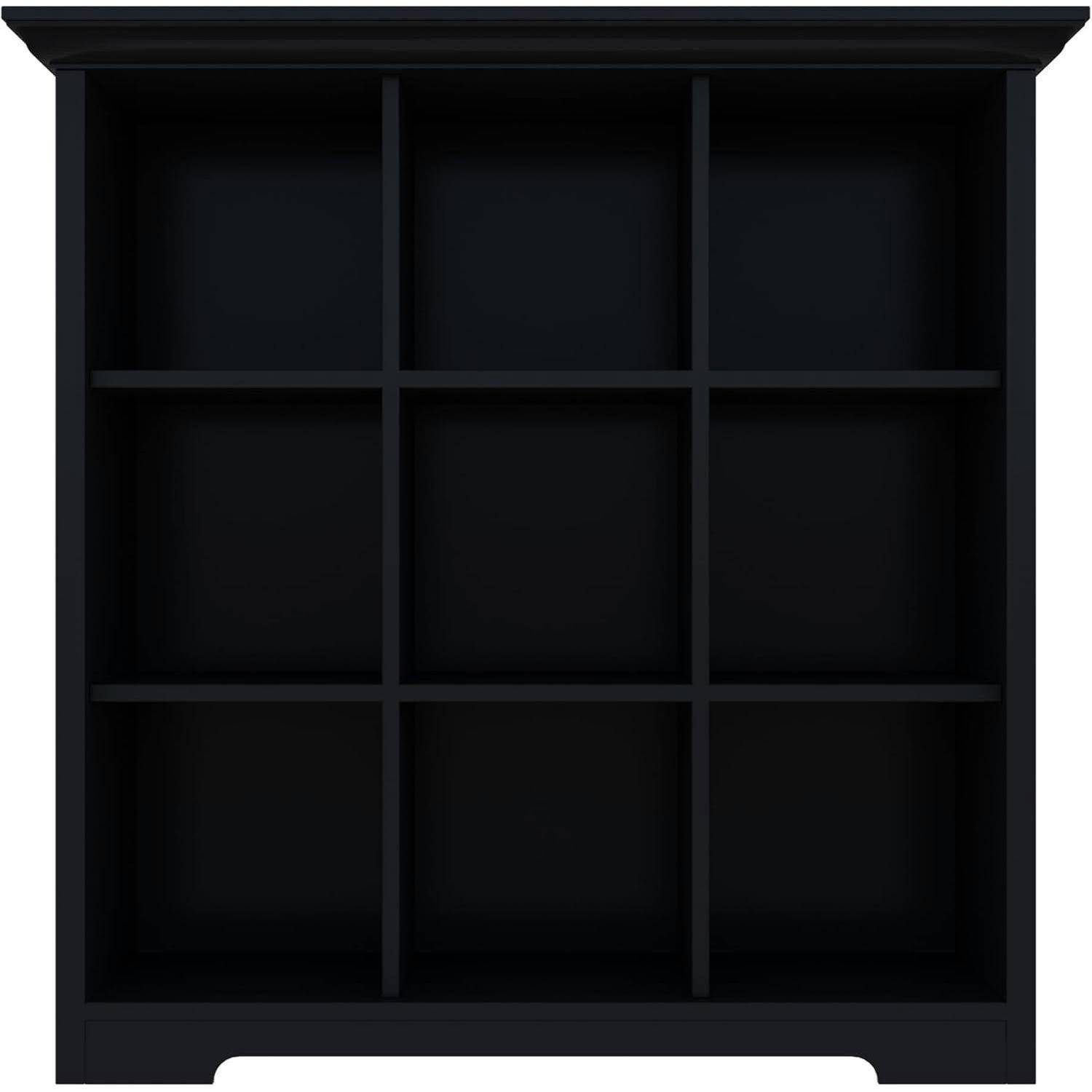 BÜCHERREGAL mit Sockel 9 Fächer Schwarz 99 x 98 cm - Schwarz, Holzwerkstoff (98/99/34cm)