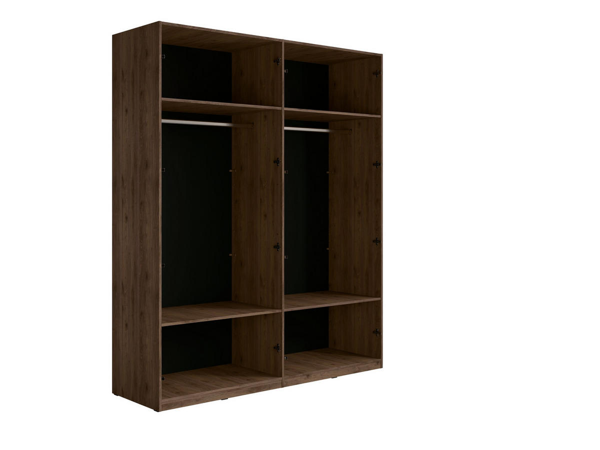 KLEIDERSCHRANK Walnuss, Schwarz 179/221/58 - Schwarz, Holzwerkstoff (179/221/58cm) - RAUMHIRSCH FURNITURE