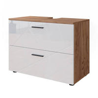 WASCHBECKENUNTERSCHRANK Irma Weiß Hochglanz/Goldkraft Eiche 80 x 58.6 cm - Honigeiche/Weiß Hochglanz, Holzwerkstoff (80/58.6/41cm) - Vicco