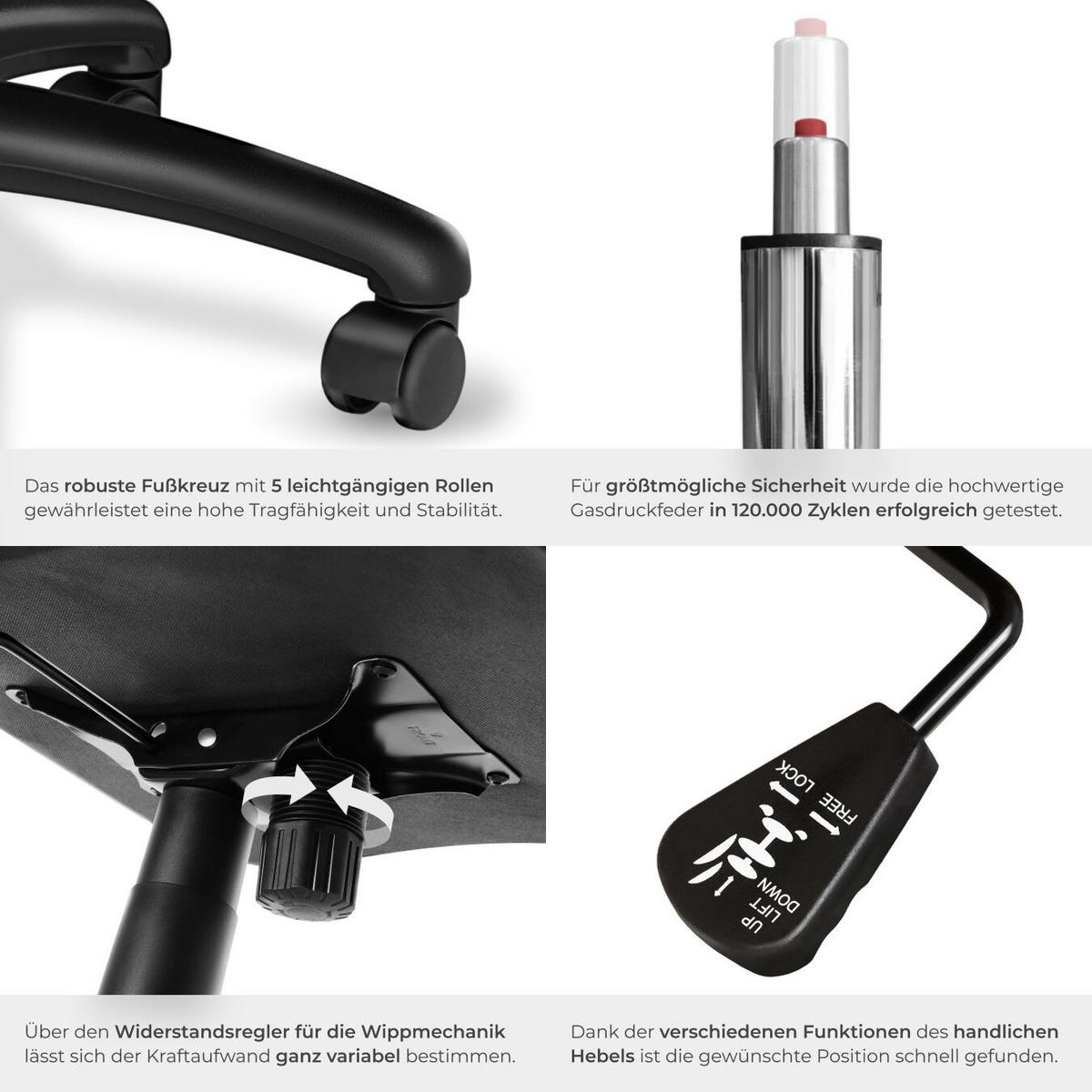 BÜROSTUHL Mike, stufenlos höhenverstellbar, schwarz/rot - Rot/Schwarz, Leder (68/114.5/69cm) - tectake