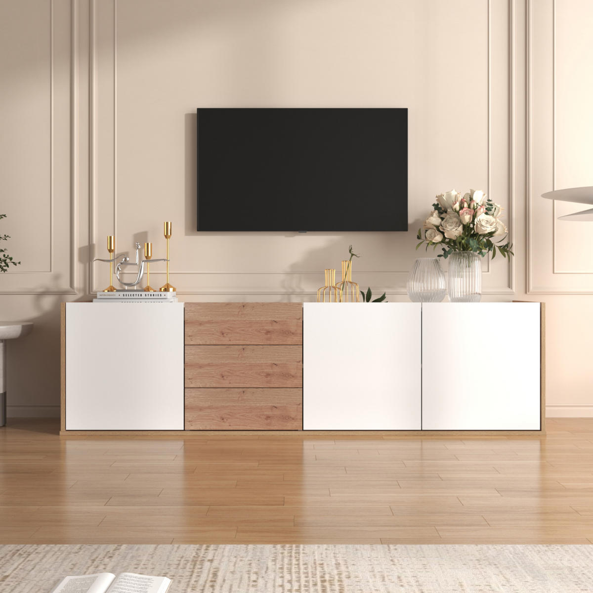 TV-ELEMENT Weiß 171.5/35/47 cm - Weiß, Holz (35/47/171.5cm) - Urban Meuble