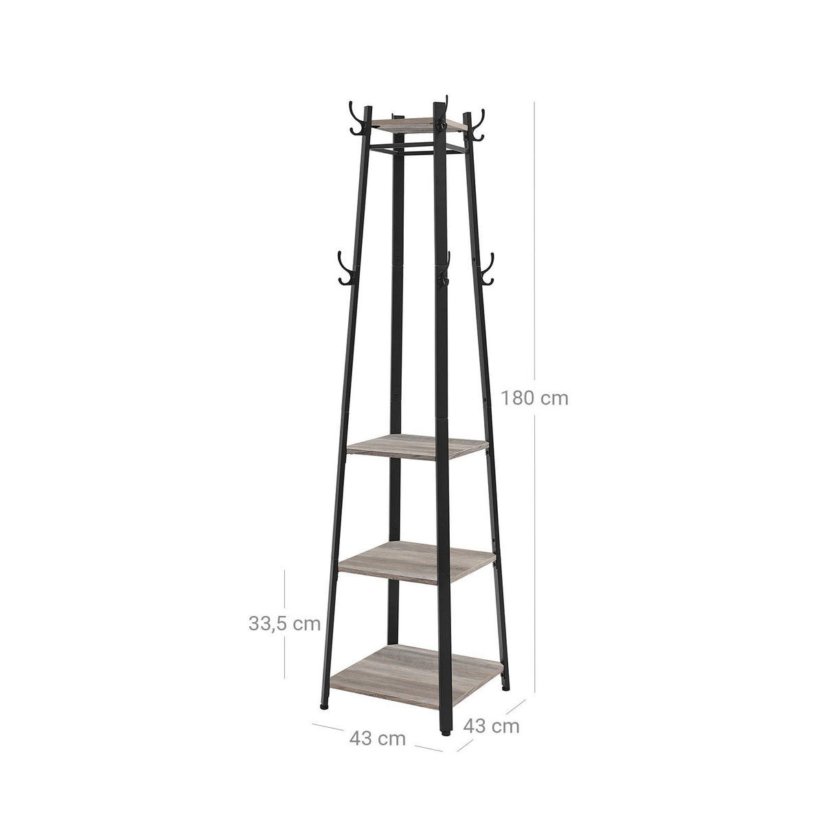 GARDEROBENSTÄNDER KLEIDERSTÄNDER - Schwarz, Holzwerkstoff (43/180/43cm) - Hansiro
