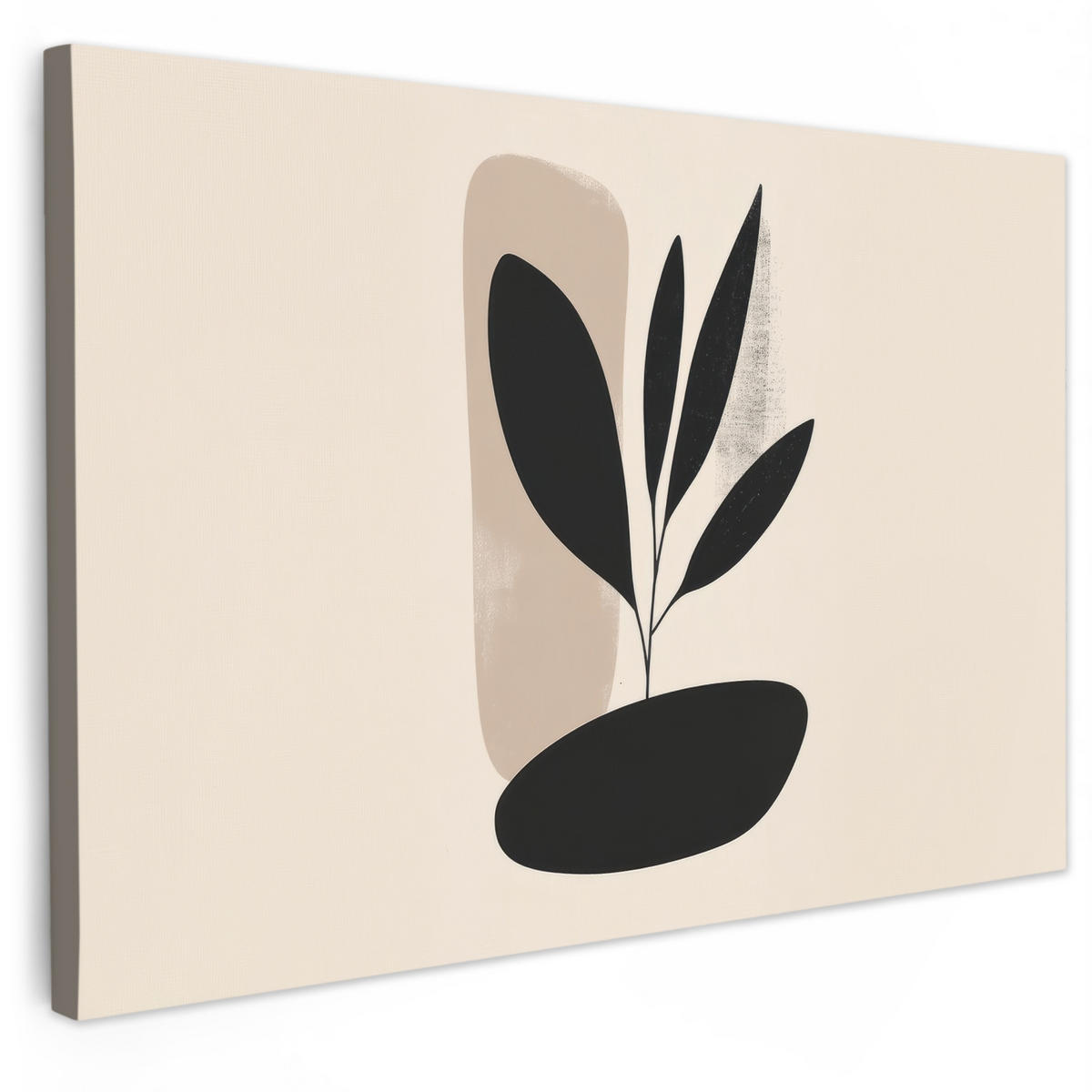 LEINWANDBILD Pflanze - Beige - Japanisch Groß 140x90 cm - Schwarz, Textil (140/90cm) - MuchoWow