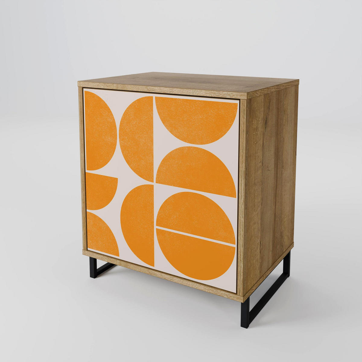 SIDEBOARD RECURRING DREAMS, Eichefarben, 57,5x42x72,5 cm, Schwarze Metallfüße - Eichefarben/Multicolor, Holzwerkstoff/Metall (57.5/72.5/42cm) - SpaceRebels