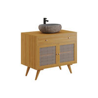EINZELWASCHTISCH - 90 cm x 55 cm - Holz, Platte - Naturfarben Hell - MANSULAN - Naturfarben, Holz (90/80/55cm) - Vente-Unique