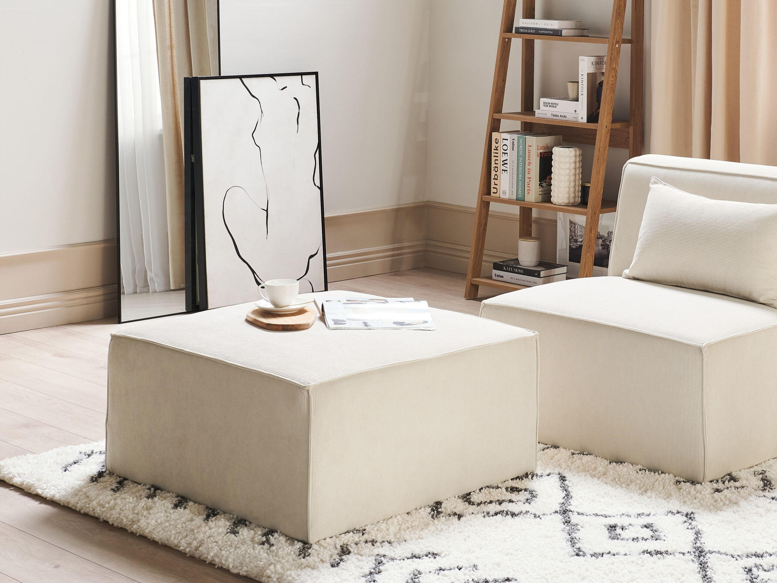 OTTOMANE Lemvig 83/83/41 cm - Beige, Textil (83/41/83cm) - Beliani