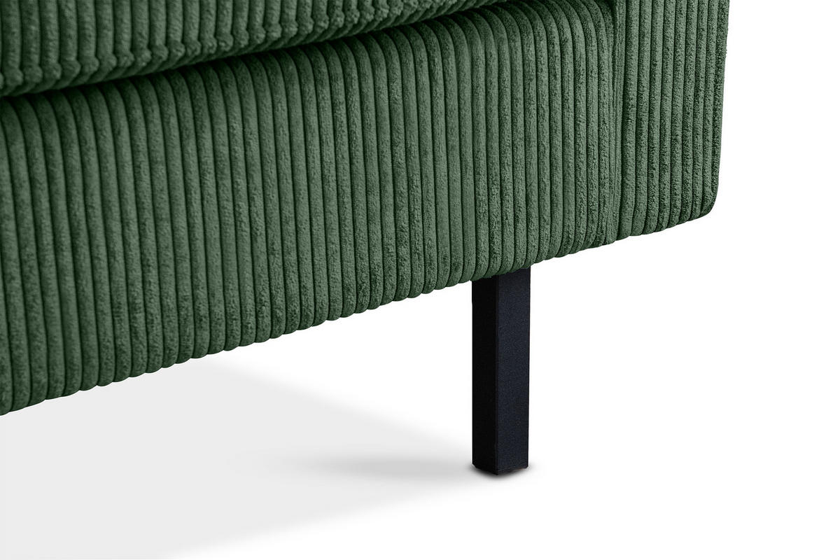 2-SITZER-SOFA INVIA Klassische-Stil mit Armlehnen, Feinkord-Stoff, Dunkelgrün - Dunkelgrün/Schwarz, Textil (164/87/98cm) - KONSIMO®