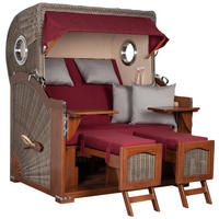 STRANDKORB XXL Düne Grande 2,5 Sitzer - Rot/Braun, Metall (142/170/95cm) - Mr. Deko