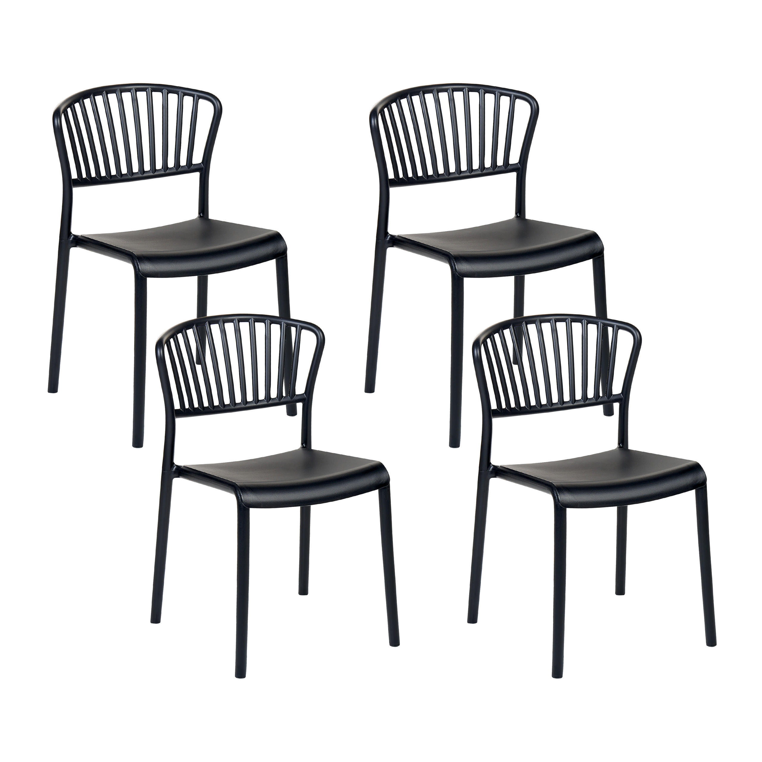 GARTENSTÜHLE 4er-Set Kunststoff schwarz Gela - Schwarz, Kunststoff (45/78/50cm) - Beliani