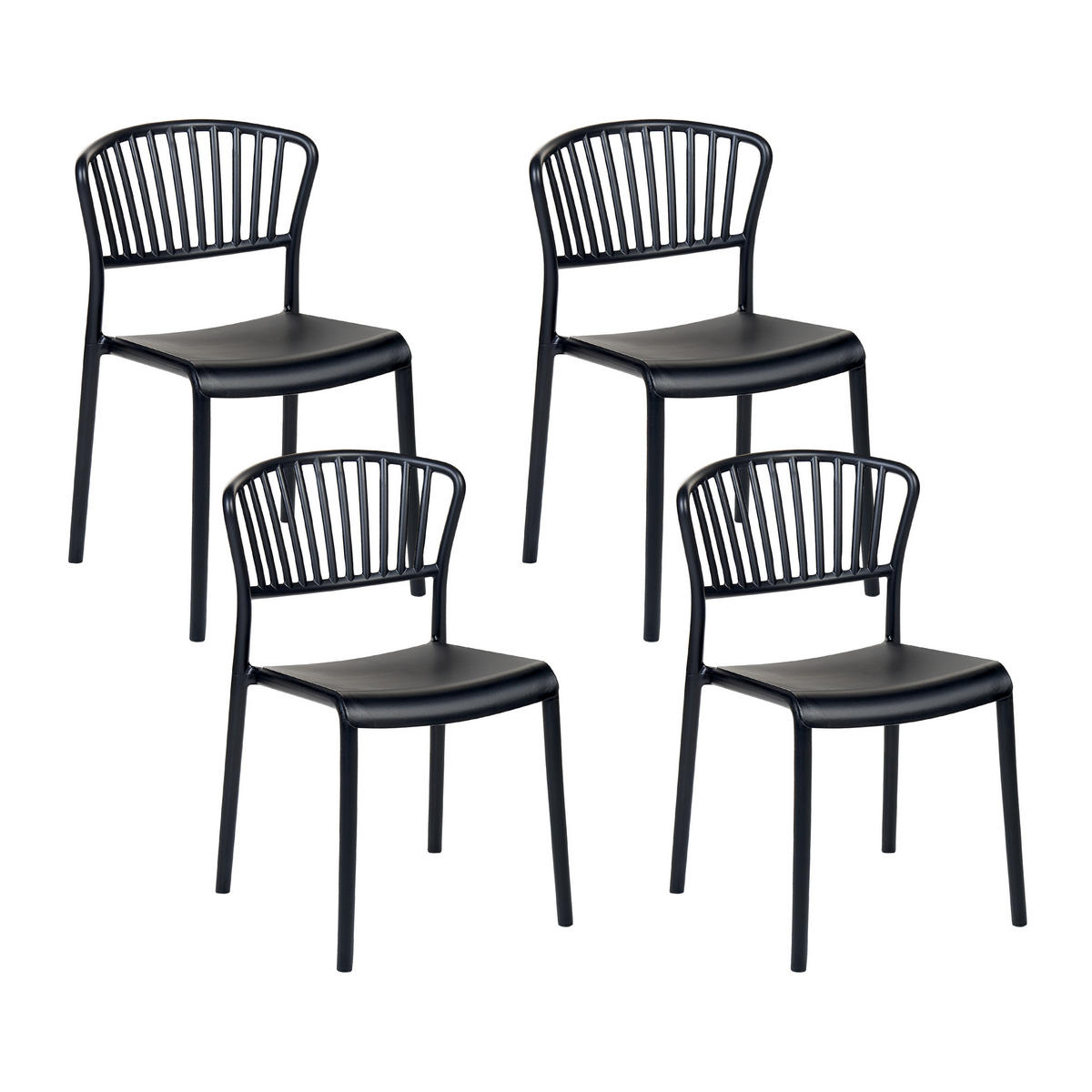GARTENSTÜHLE 4er-Set Kunststoff schwarz Gela - Schwarz, Kunststoff (45/78/50cm) - Beliani
