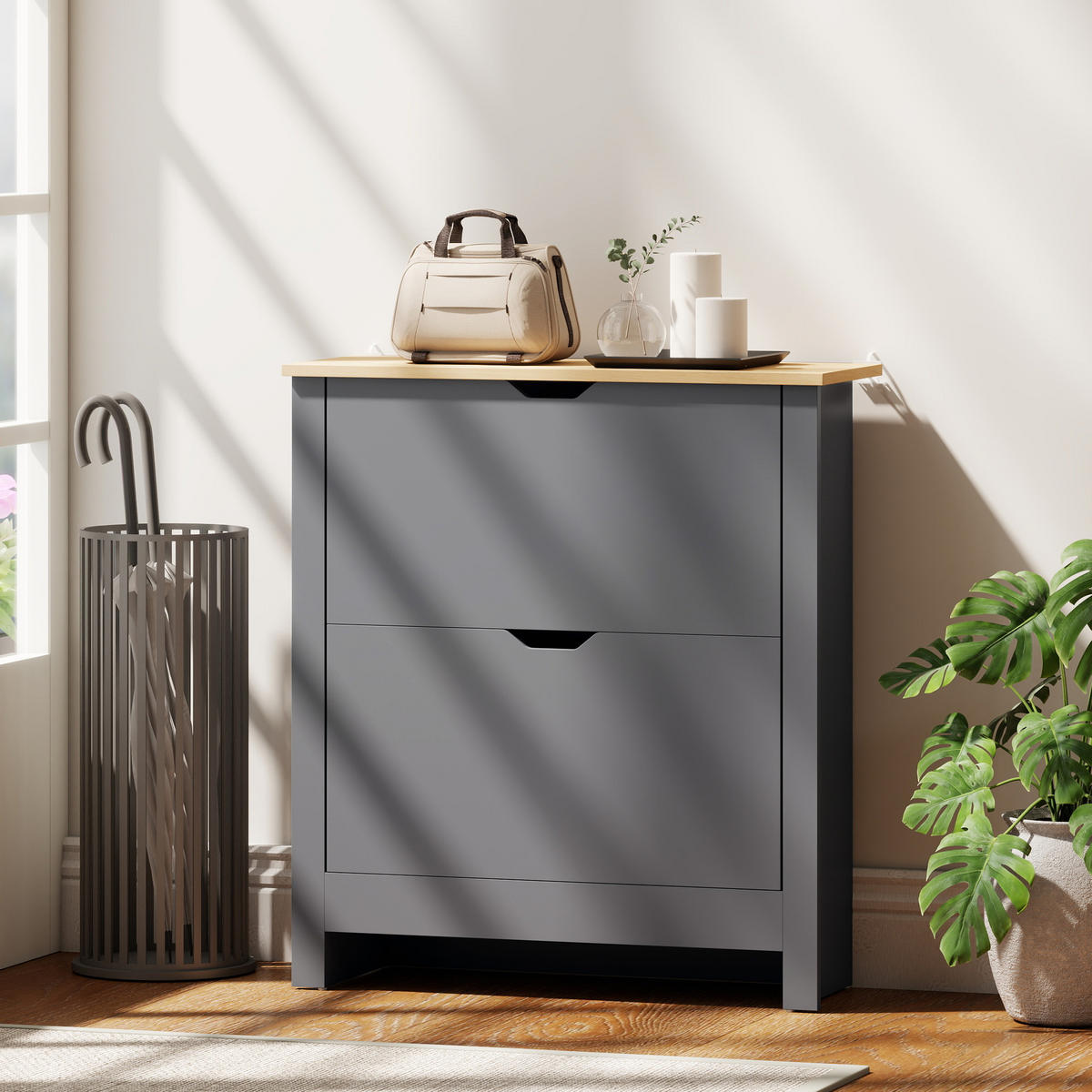 SCHUHSCHRANK Dunkelgrau 26.0/72.0/80.0 cm - Dunkelgrau, Holzwerkstoff (72/80/26cm)