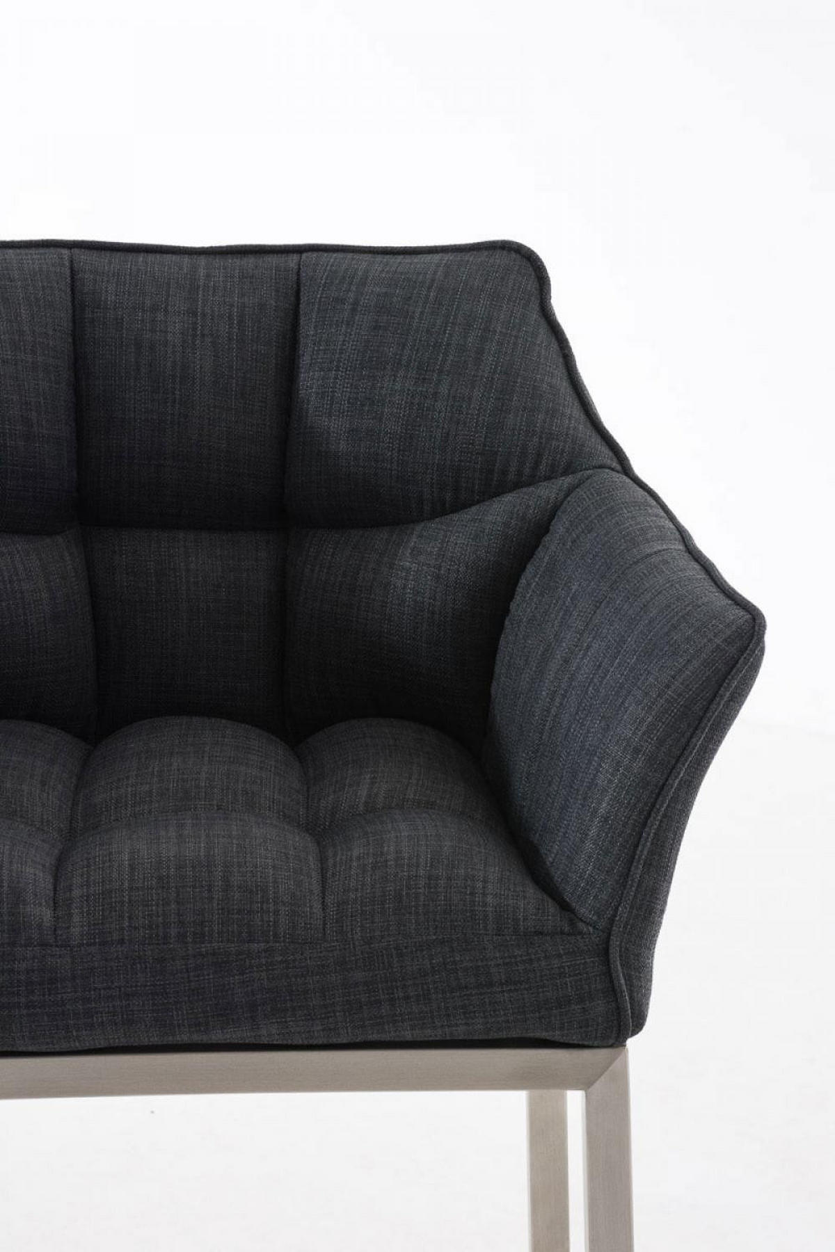 BARHOCKER Stoff dunkelgrau - Edelstahlfarben/Dunkelgrau, Textil/Metall (64/110/48cm) - CLP