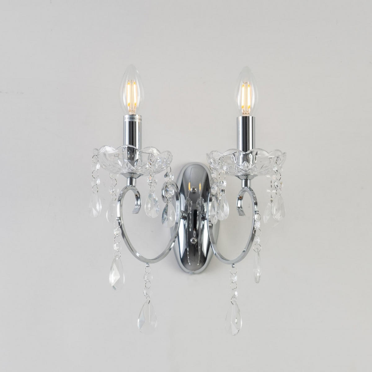 WANDLEUCHTE Pavia, Silber/Chrom, 28cm - Chromfarben, Glas (20/28/25.5cm) - KOSILUM