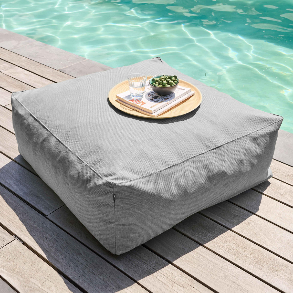 OUTDOOR-SITZSACK, Grau - Grau, Textil (85/30/85cm) - Oviala