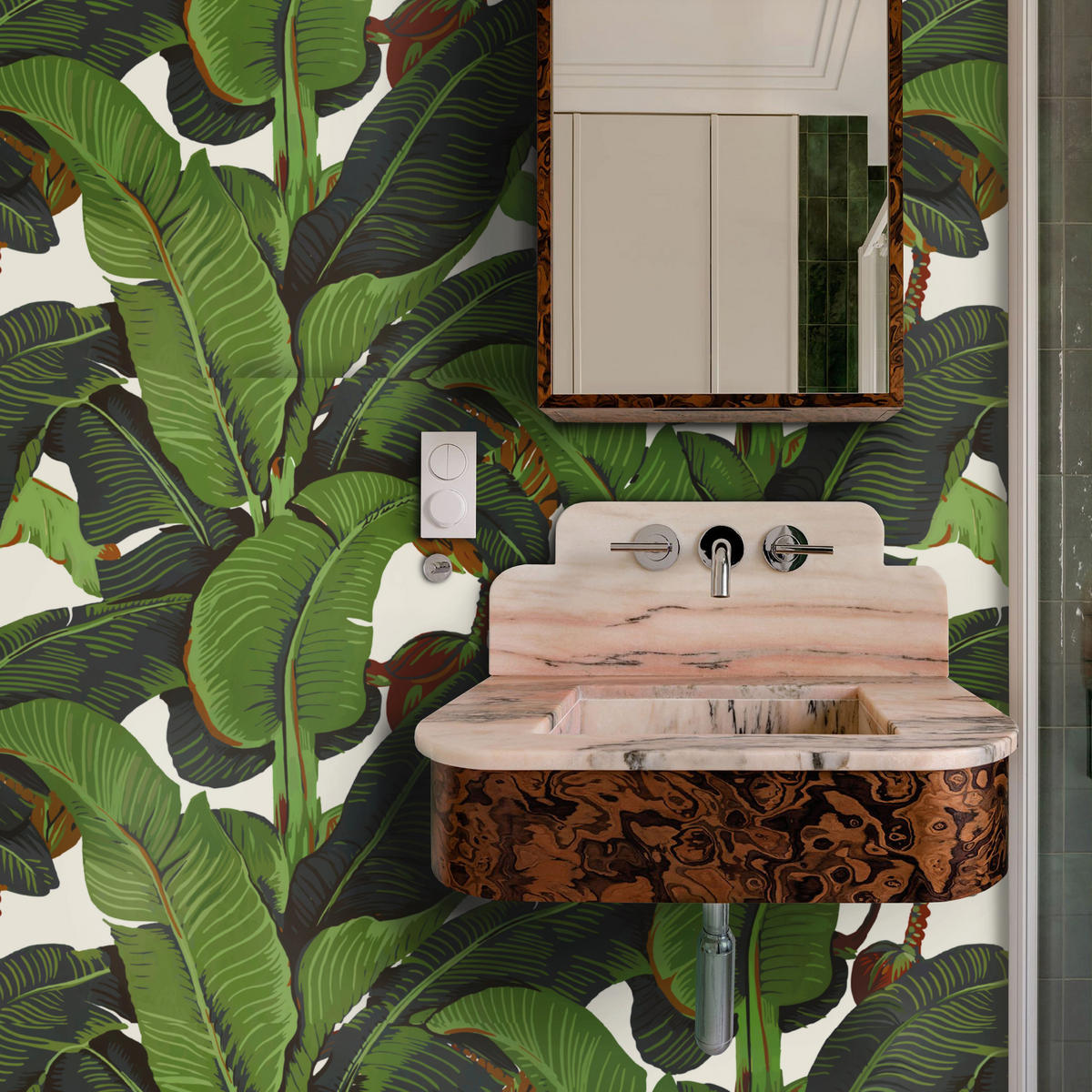 TAPETE Bananenblätter aus echtem Papier, 280x200cm, 8 Bögen - Grün, Papier (200/280cm) - WALLPAPERS4BEGINNERS