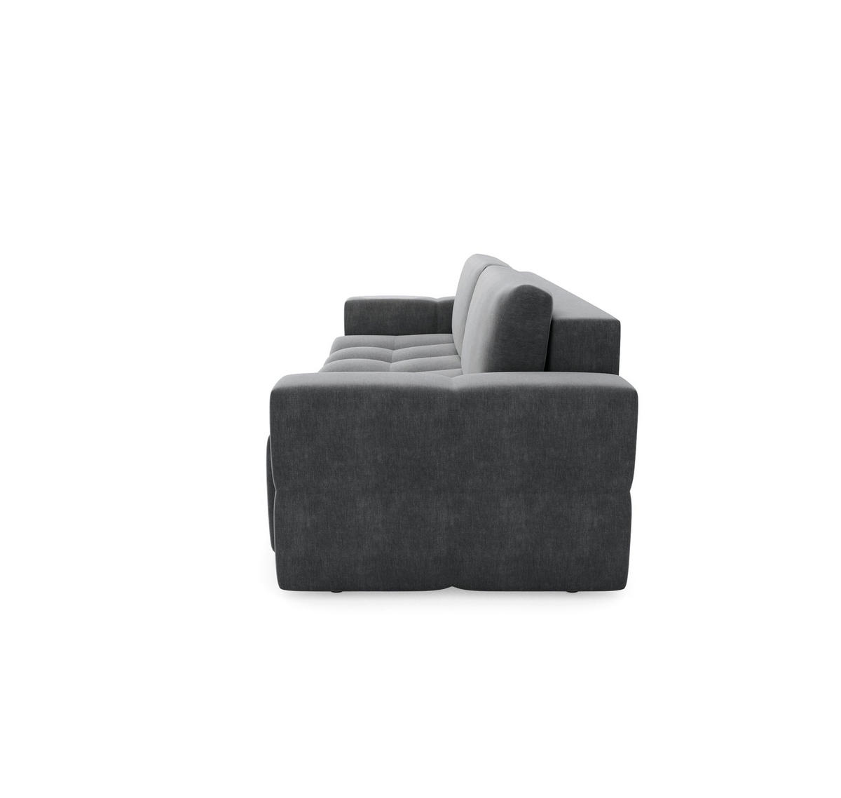 SCHLAFSOFA GERADE Samt Graphitgrau 247cm - Graphitfarben/Grau, Textil (247/90/102cm) - Sia Home