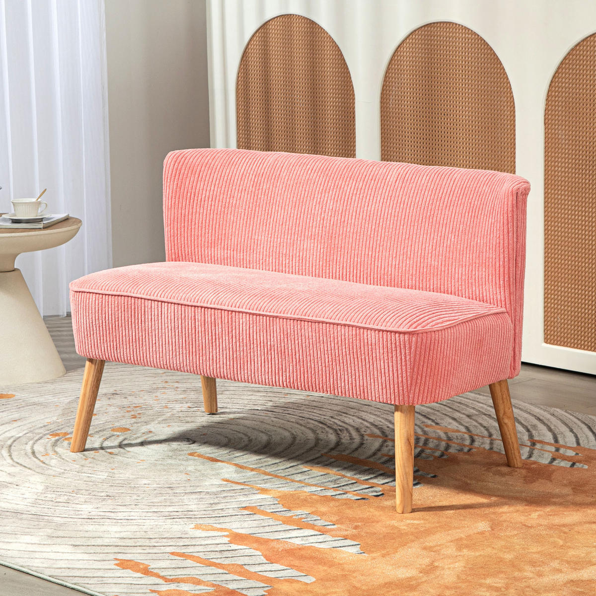 2-SITZER Sofa Polstersofa Doppelsofa Zweisitzer Sofa Cordartiges Polyester Rosa - Rosa, Kunststoff (56.5/77/117cm) - HOMCOM
