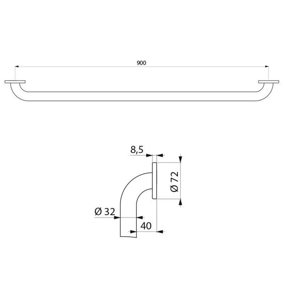 HALTEGRIFF D32 L900 mm Edelstahl hochglanzpoliert - Chromfarben, Metall (15/8/96cm) - Delabie