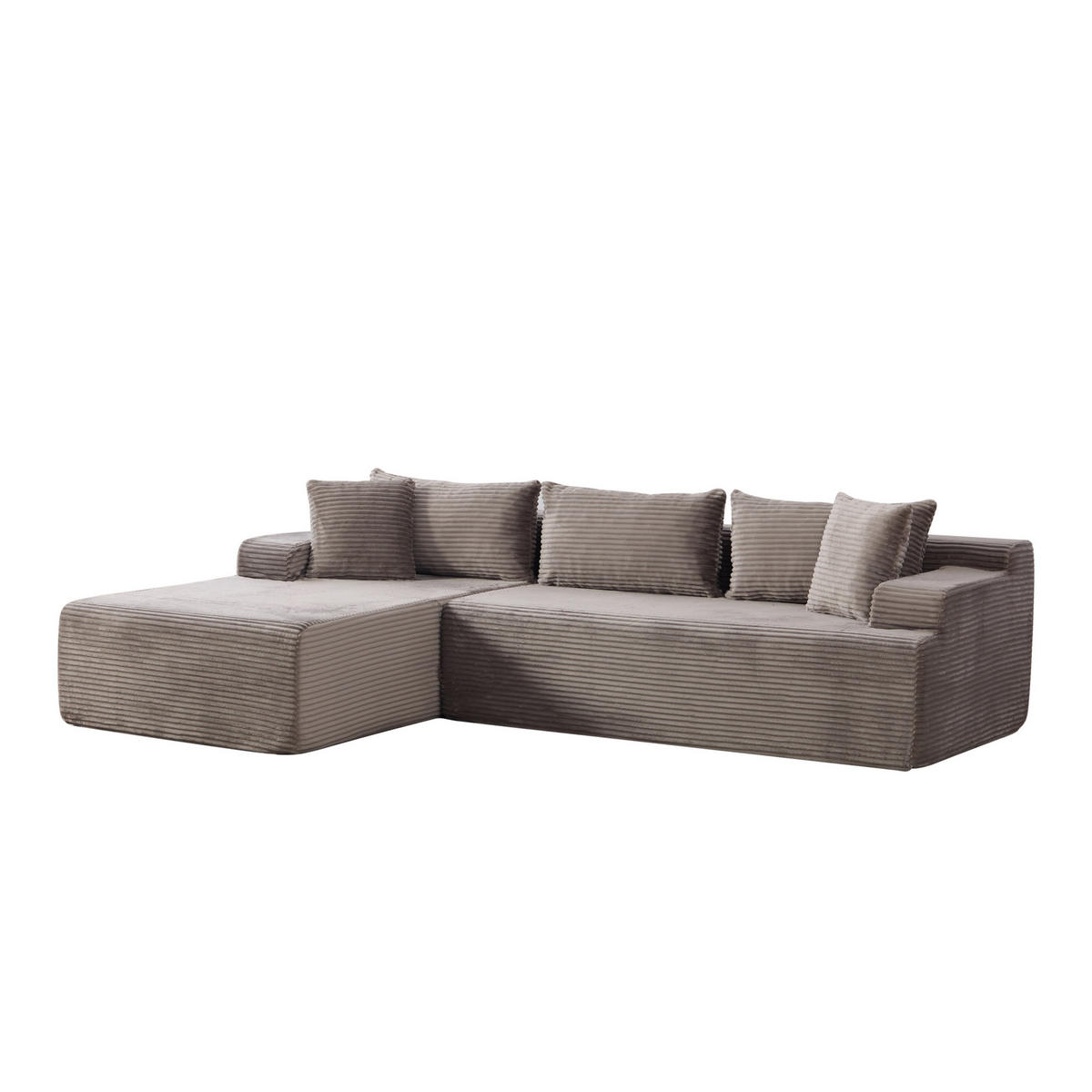 ECKSOFA 272/174/74.5 cm Grau mit 30D hochelastischem Schaumstoff und rutschfestem Boden - Grau, Textil (174/74.5/272cm) - Oxeza