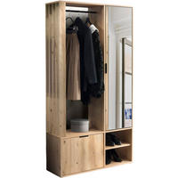 GARDEROBEN-SET Lena mit Spiegel, Sitzbank & Kleiderstange – 100/189/33 cm – Artisan Eiche - Braun/Eiche Artisan, Holzwerkstoff (100/189/33cm) - WFL GROUP