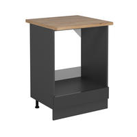 HERDUMBAUSCHRANK R-Line Anthrazit Hochglanz 60 cm , AP Eiche - Schwarz Hochglanz/Anthrazit, Holzwerkstoff (60/81.6/60cm) - Vicco