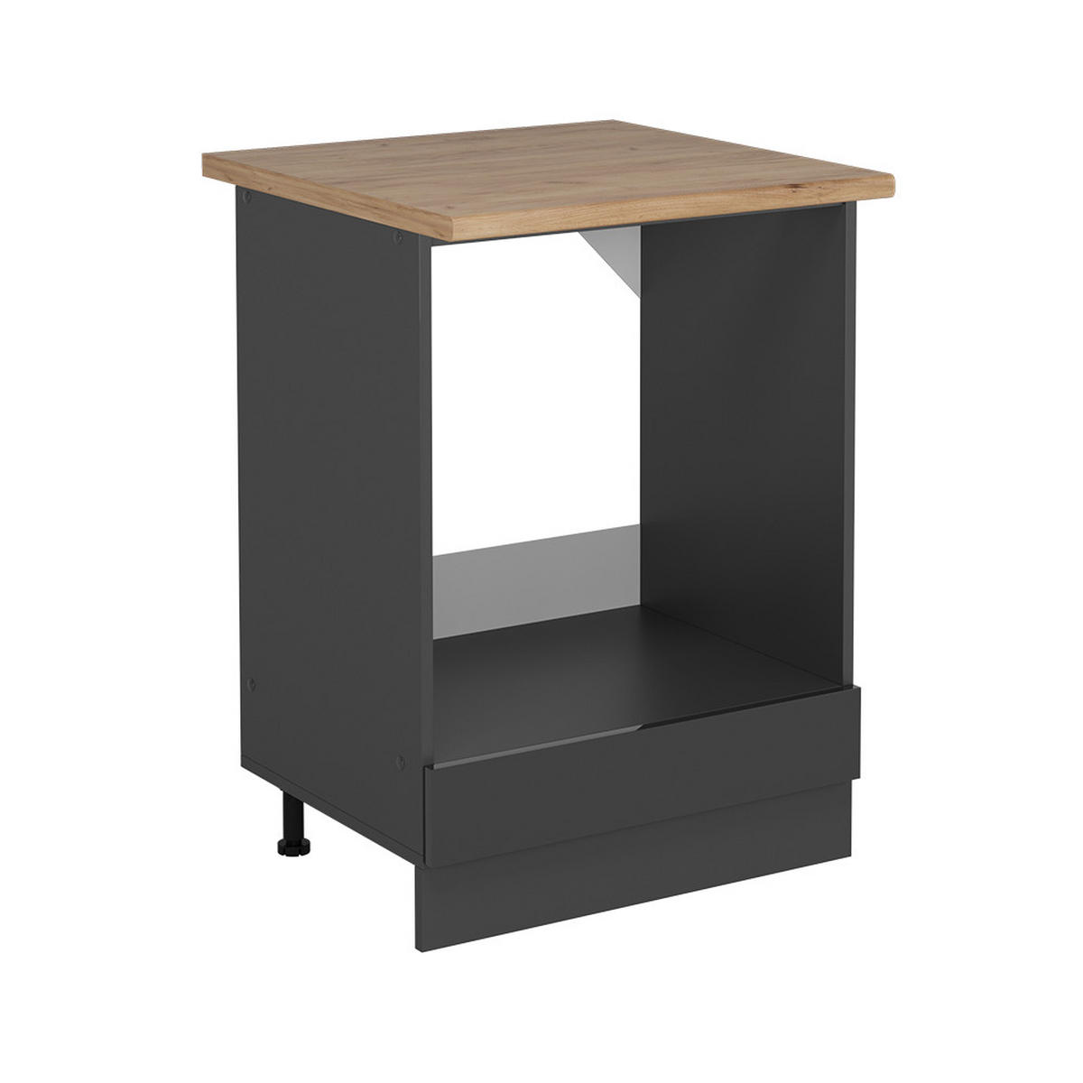 HERDUMBAUSCHRANK R-Line Anthrazit Hochglanz 60 cm , AP Eiche - Schwarz Hochglanz/Anthrazit, Holzwerkstoff (60/81.6/60cm) - Vicco