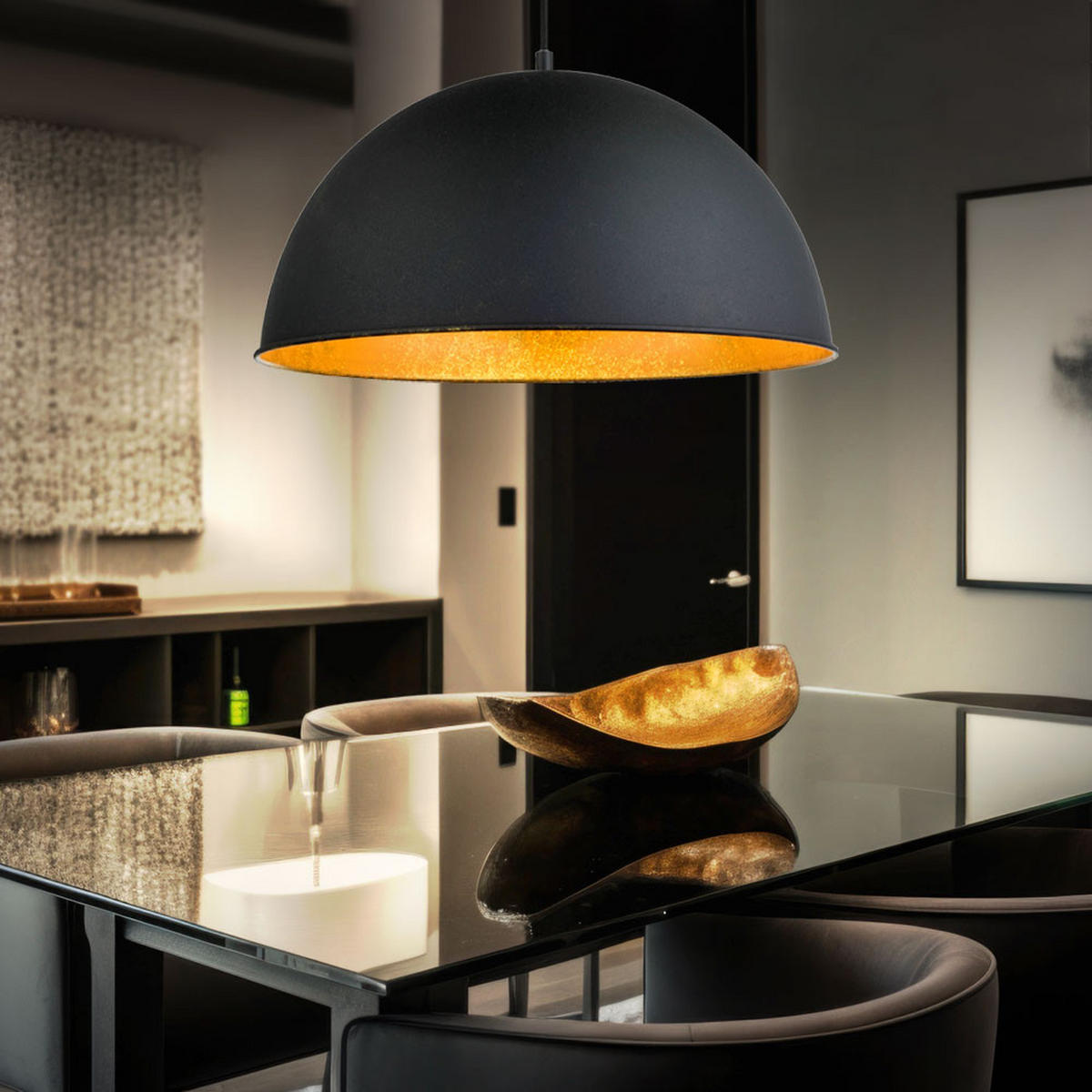 HÄNGELEUCHTE Metall Schwarz Goldfarben - Schwarz, Metall (41/41/120cm) - Globo Lighting