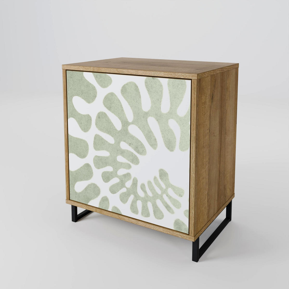 SIDEBOARD HELIX DANCE, Eichefarben, 57,5x42x75,5 cm, Goldfarbene Metallfüße - Eichefarben/Goldfarben, Holzwerkstoff/Metall (57.5/75.5/42cm) - SpaceRebels
